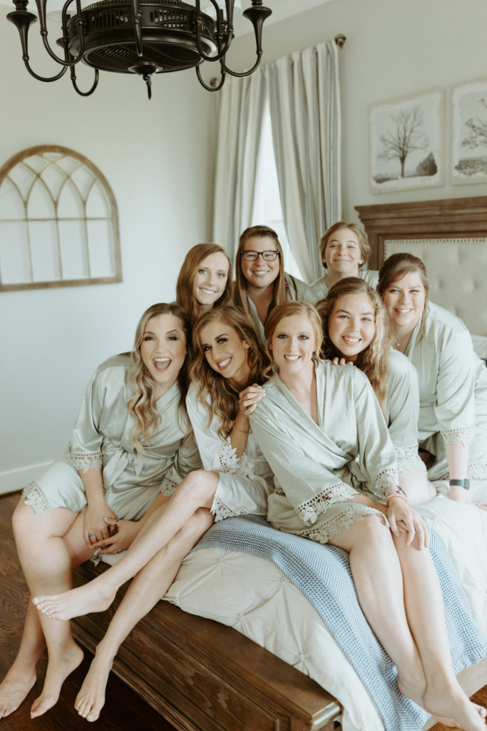 Jessi and her bridal party in kimonos 