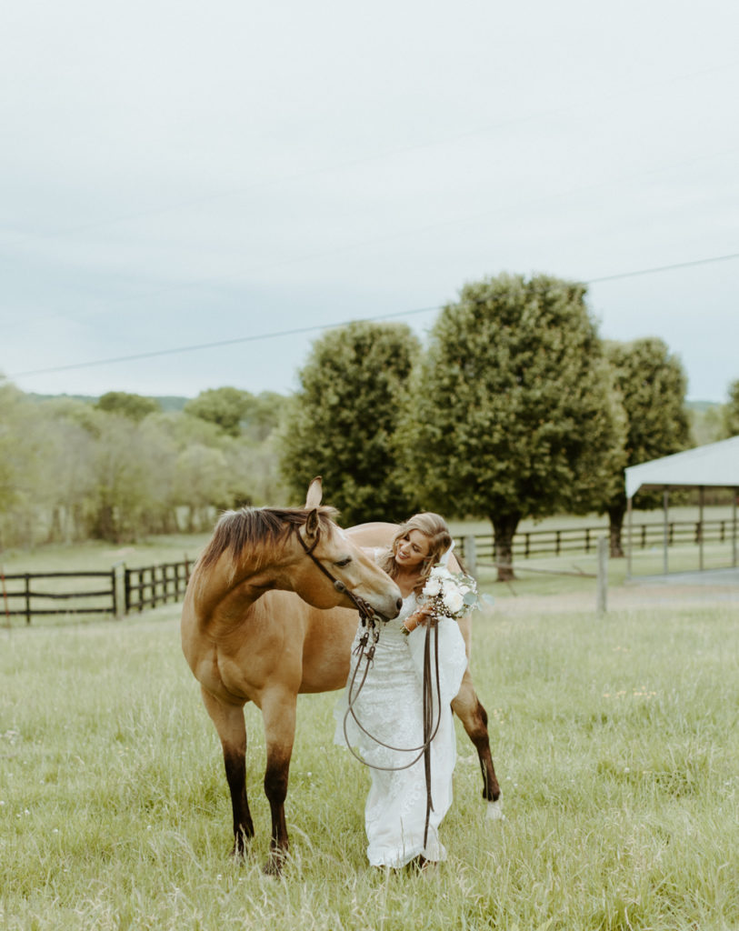 Jessi and her horse Woodrow on her wedding day. 