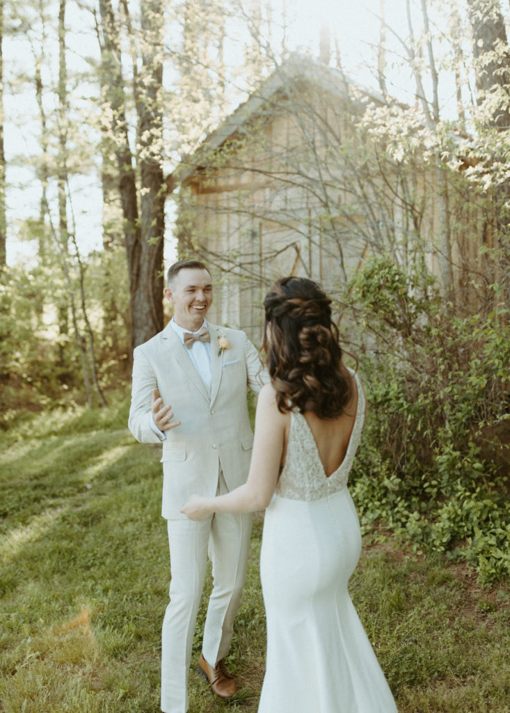 A moment of pure bliss as a groom see's his bride for the first time. 