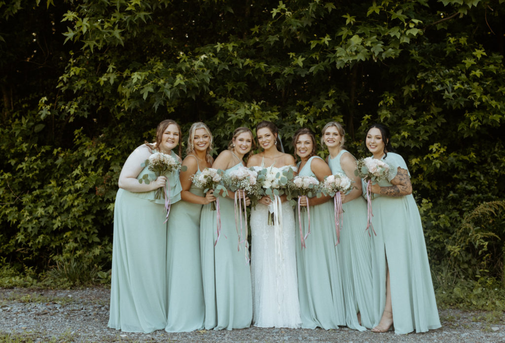 Bridal party at the Mountain Willow Manor a Tennessee wedding venue.