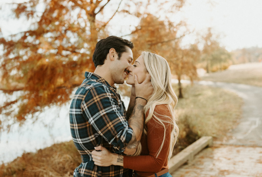 Chloe and Dillions fall engagement session at Liberty Park in Clarksville