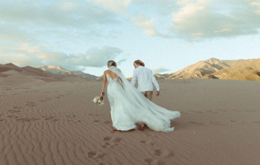 Adventurous elopement in the the great sand dunes national park shot by Alaska wedding and elopement photographer Michelle Johns 
