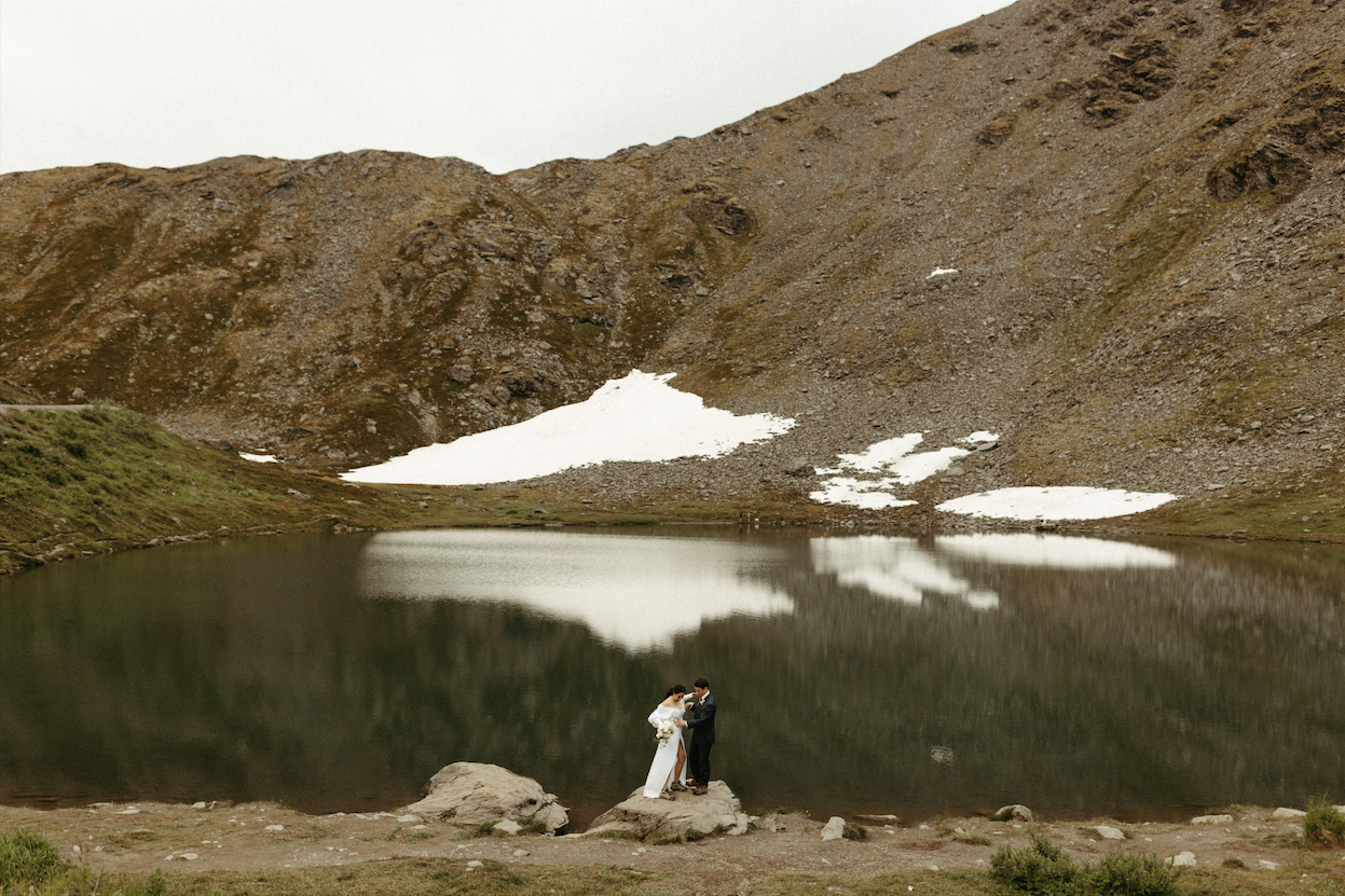 A couple getting married in Hatcher Pass