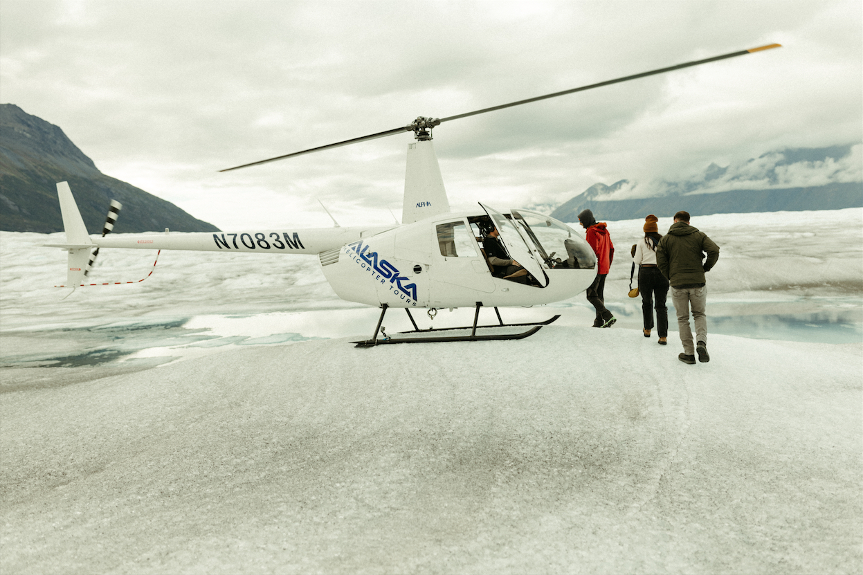 Getting into our Helicopter to go out on Kniks Glacier