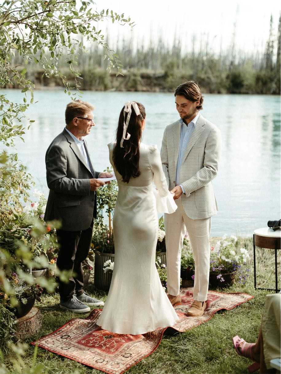 couple getting married in their backyard in Alaska 
