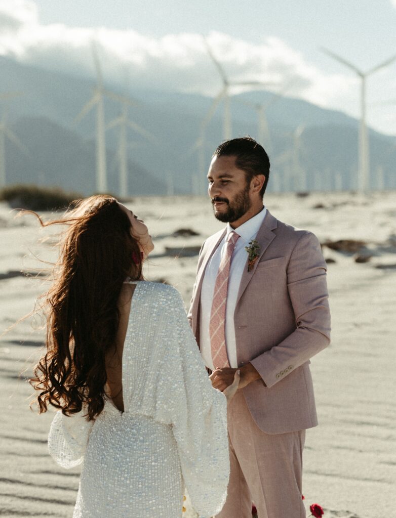couple reading vows to one another during their elopement in California