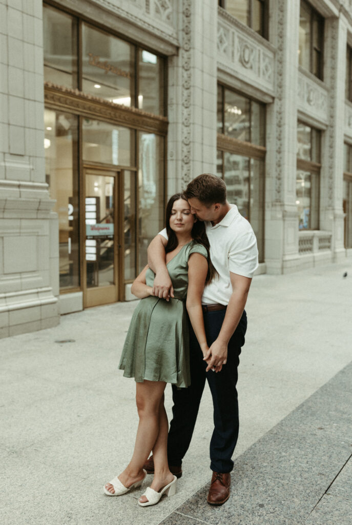 Downtown Chicago engagement session during spring 