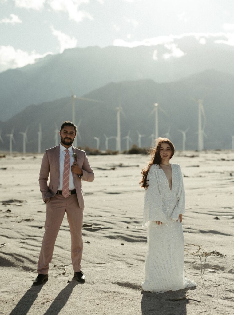 Couple staring at the camera during their California elopement 