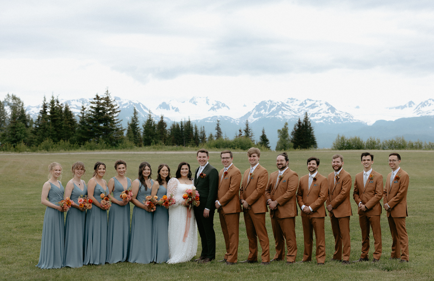 Bridal party standing together 