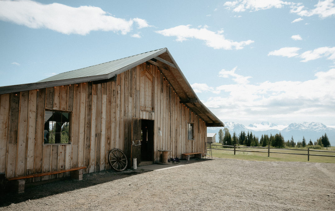 The barn at AK Diamond ranch a wedding venue in Alaska