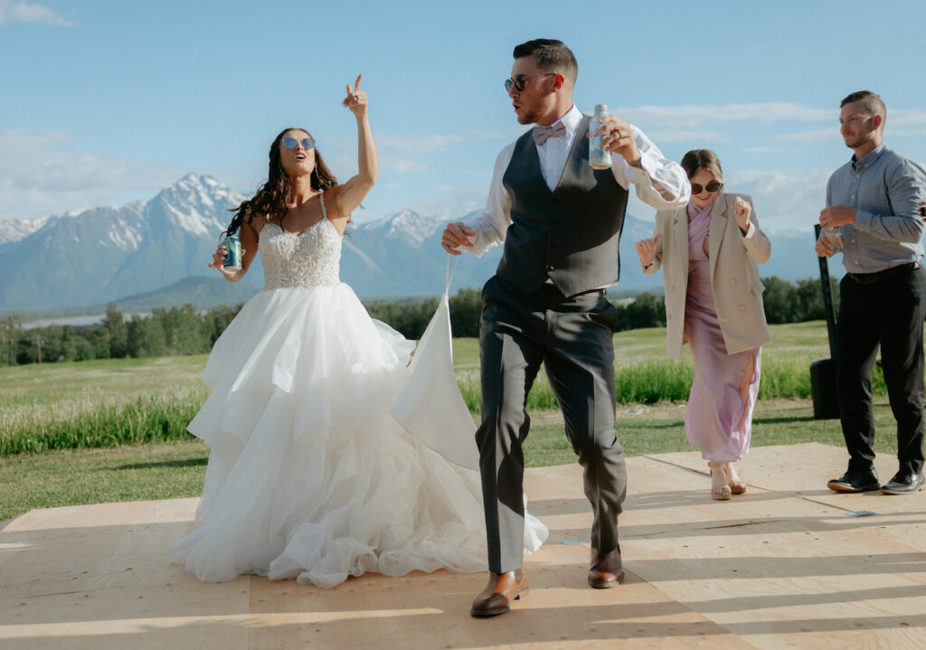 Couple dancing during their Alaska wedding reception. 