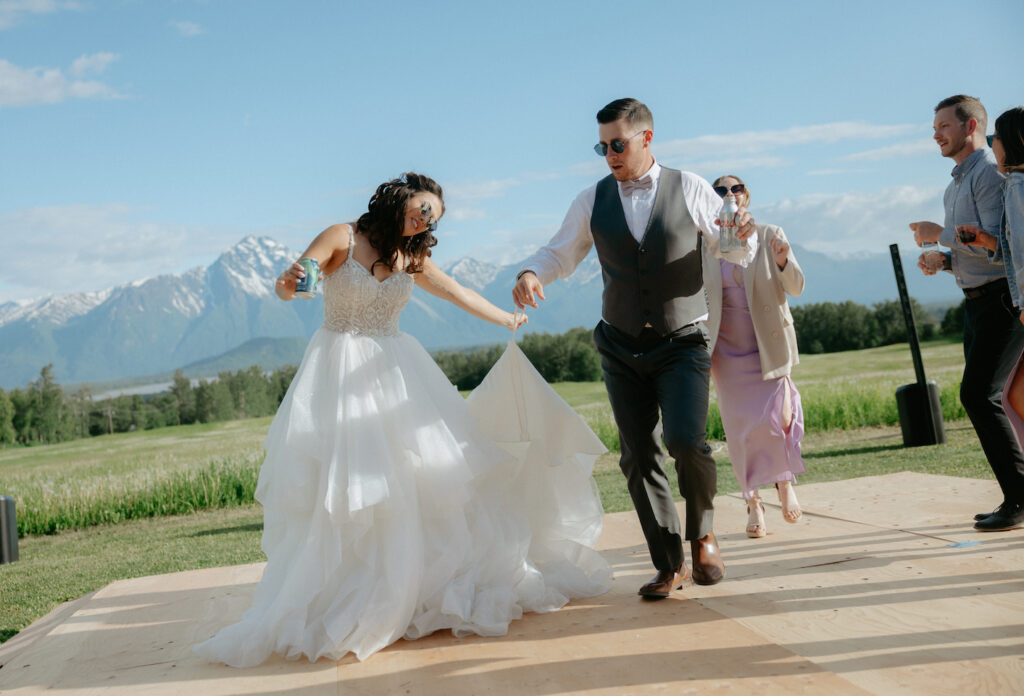 Couple tearing up their wedding dance floor in Alaska. 