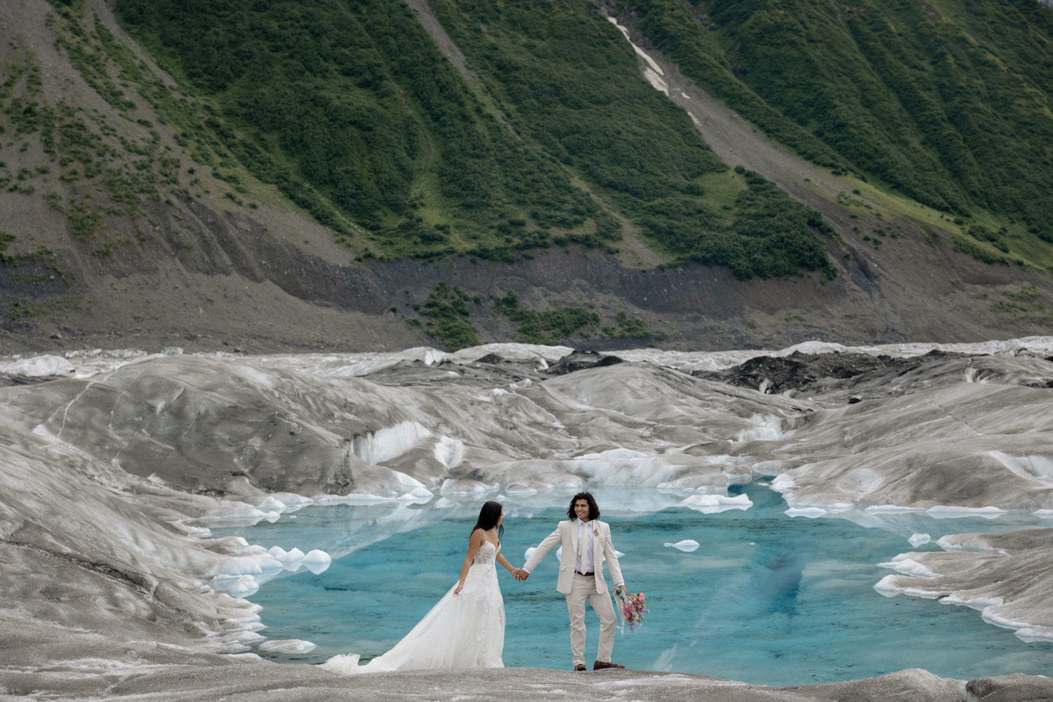 A wedding on the Knik Glacier in Alaska.